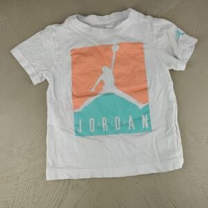 Jordan Kids White and Orange Graphic T-Shirt